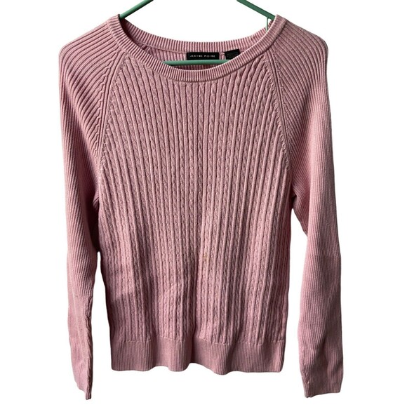 Jeanne Pierre  Sweater Medium Pink Round Neck Pullover Ribbed Class Capsule - Picture 1 of 5